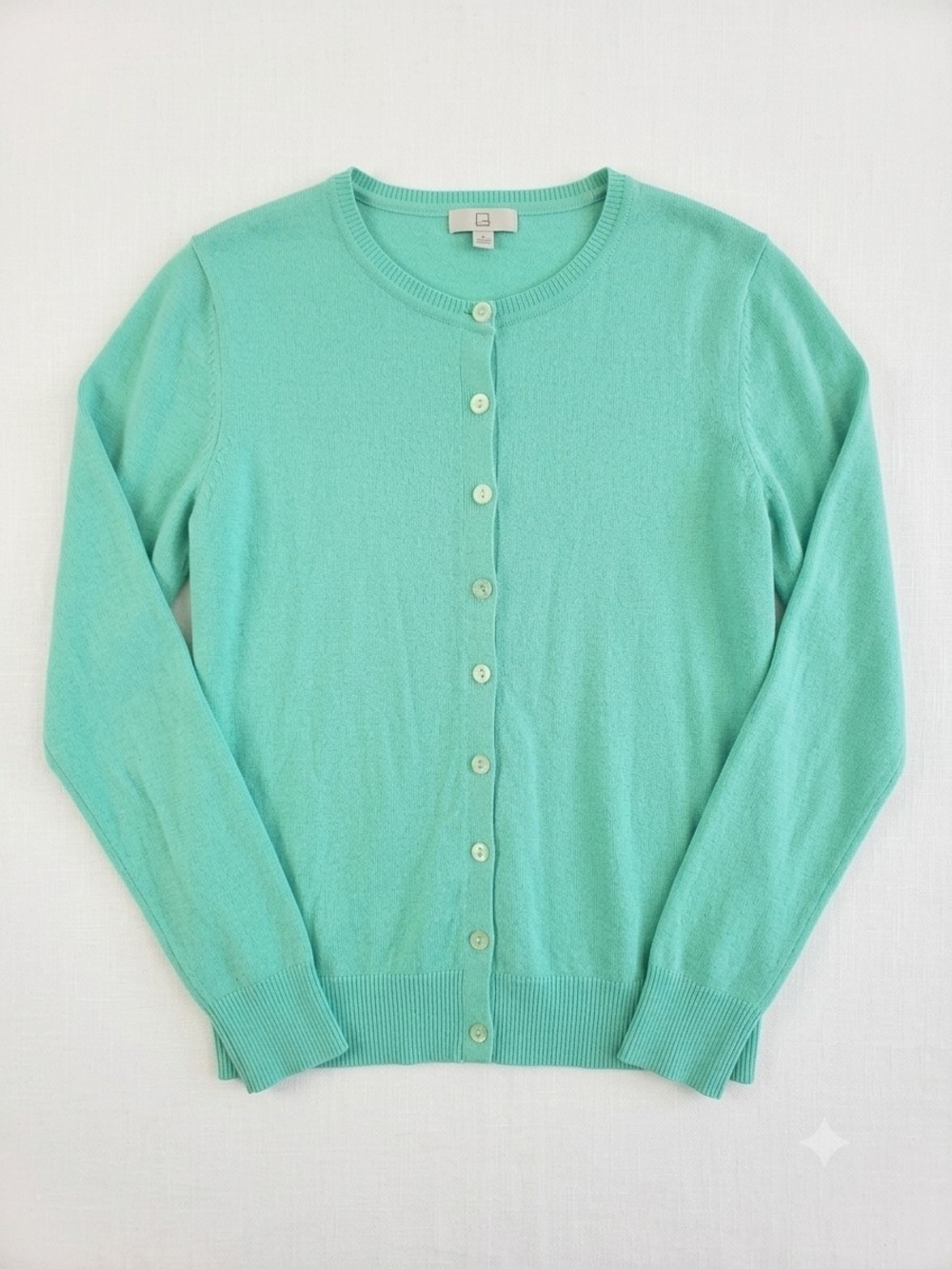 Chadwicks Seafoam Green Crewneck Button-Front Cardigan